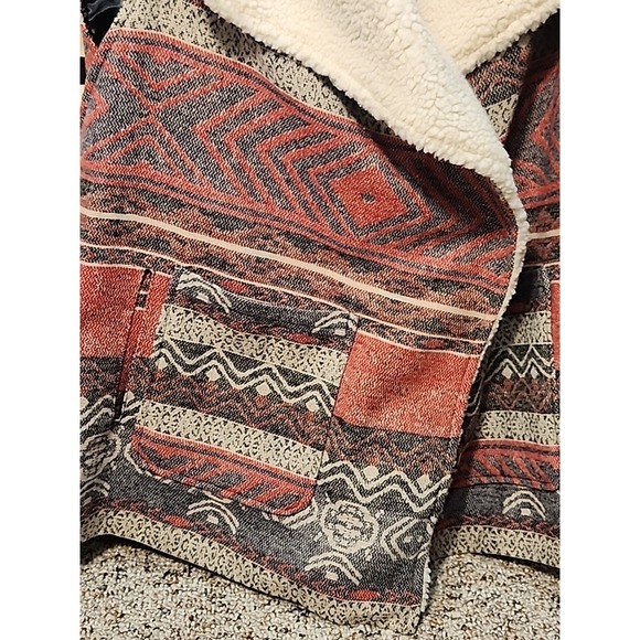 Me Jane Aztec Navajo Print Vest Womens Tag XL Wool Blend Faux Fur Southwestern - Picture 2 of 8